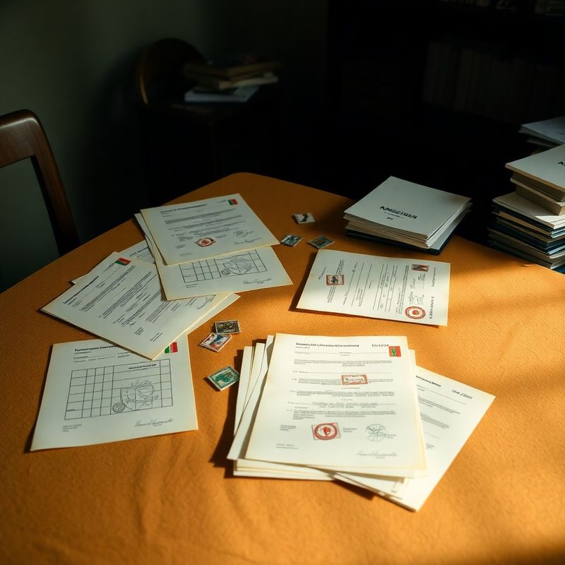 Documente administrative românești și ștampile pe o masă caldă